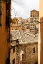 Historic part of Toledo with old stone buildings with tiled roofs Royalty Free Stock Photo