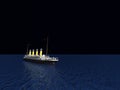 Historic passenger ship Titanic on the high seas in dark night