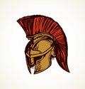 Spartan helmet. Vector drawing