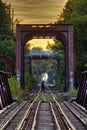 Historic Peterborough, Ontario Train Trestle At Sunrise