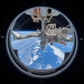 Orbital Perspective: View of the Mir Space Station from the Shuttle Royalty Free Stock Photo