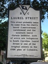 Historic Placard Regarding the Naming of Laurel Street in Columbia, SC