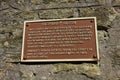 Historic plaque at Sheppard`s Barton, Frome, Somerset, England Royalty Free Stock Photo