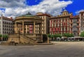 Historic Plaza del Castillo in Pamplona, Spain famous for running of the bulls Royalty Free Stock Photo