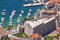 Historic Ploce gate and Revelin fortress in  Dubrovnik aerial view Royalty Free Stock Photo