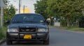 Poland Ostrowiec Swietokrzyski July 8, 2023 at 18:00. Police Ford Crown Victoria on a Polish street