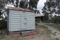 Historic portable police lockup c. 1860s relocated from the former police quarters and repaired