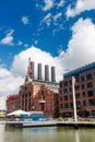 Historic power plant on Pratt Street in downtown Baltimore and Hard Rock cafe