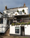 Historic pub, The White Swan, overlooking the River Thames between Twickenham and Richmond, west London.