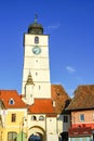 Clock Tower and old houses at Sibiu