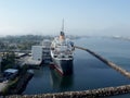 Historic Queen Mary Boat parked in Harbor