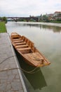 Historic raft on the Drava river. Maribor, Slovenia. Royalty Free Stock Photo