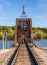 Historic rail bridge between Dubuque Iowa and East Dubuque Illinois Royalty Free Stock Photo