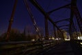 Badger State Trail Railroad tressle bridge over the sugar river at night Royalty Free Stock Photo