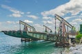 Historic rail ferry docks at riverfront park in Windsor, Ontario, Canada Royalty Free Stock Photo