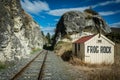 A historic railroad crew hut at Frog Rock settlement in Canterbury region of the South Island of New Zealand Royalty Free Stock Photo