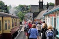 Day Trippers Disembark Vintage Railcars of the North York Moors Historic Railway