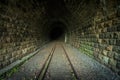 Historic railway tunnel under the mountain. Former German engineering construction. Likely hiding place of the Nazis gold train Royalty Free Stock Photo