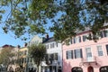 Historic Rainbow Row in Charleston in the fall Royalty Free Stock Photo