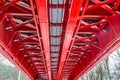 Historic red railroad bridge