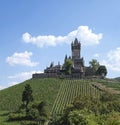 Historic Reichsburg castle in the city of Cochem in the Mosel region of Germany