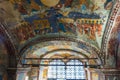 Historic religious fresco paintings on ceiling of the Church Elijah the Prophet