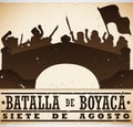 Historic Representation of Colombian Boyaca`s Battle National Holiday, Vector Illustration