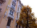 Historic residential district of Riga build in Art Nouveau style. Old residential houses. Royalty Free Stock Photo