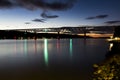 Historic and Restored Railroad Bridge - Sunset - Hudson River - New York