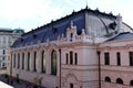 the historic Riding Hall building in the castle in Budapest. enamel finished clay tile mansard roof. travel and tourism concept