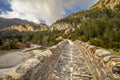 Historic roman arched bridge from above