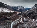 Historic route along Skjervet and Skjervsfossen waterfall in Hordaland County, Norway