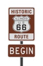 Historic Route 66 begin road sign Royalty Free Stock Photo