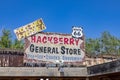 Historic route 66 and general store sign in Hackberry, USA