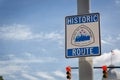 Historic route sign in a blue sky day in Montgomery Alabama, USA Royalty Free Stock Photo