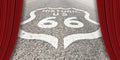 Historic Route 66 sign painted on asphalt of highway in Arizona - California - Concept Royalty Free Stock Photo