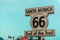 Historic Route 66 sign at Santa Monica California Royalty Free Stock Photo