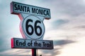 Historic Route 66 sign at Santa Monica California Royalty Free Stock Photo