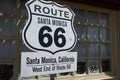Historic route 66 sign at the Santa Monica Pier in California Royalty Free Stock Photo
