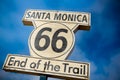 Historic Route 66 sign on Santa Monica Pier Royalty Free Stock Photo