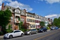 Historic Rowhouses with Parked Cars, Geneva, New York.