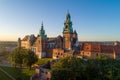 Wawel Cathedral  and Castle and in Krakow, Poland. Aerial view at sunrise Royalty Free Stock Photo