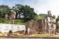 Historic ruins A Famosa is ancient Portuguese fortress with Saint Paul Church in background. Popular tourism destination in