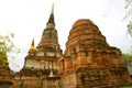 The Historic Ruins and the Main Stupa(Chedi) of Wat Yai Chai Mongkhon Temple, Ayutthaya, Thailand Royalty Free Stock Photo