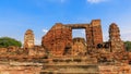 Historic ruins of Wat Maha That temple in Ayutthaya, Thailand