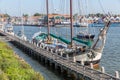 Historic sailing ship moored at pier of Dutch village Urk Royalty Free Stock Photo