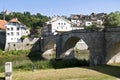 Historic Saint John bridge in Swiss city Fribourg