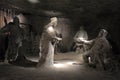 Historic Salt Mine in Wieliczka near Cracow, Poland - Janowice Chamber with symbolic statues Royalty Free Stock Photo