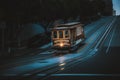 Historic San Francisco Cable Car on famous California Street at twilight, California, USA Royalty Free Stock Photo