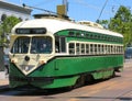 Historic San Francisco Street Car (Green) Royalty Free Stock Photo